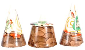 CLARICE CLIFF - CABBAGE FLOWER - ART DECO CONDIMENT SET