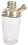 ART DECO SILVER PLATE AND GLASS COCKTAIL DRINKS SHAKER