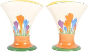 CLARICE CLIFF - CROCUS - MATCHING PAIR OF ART DECO VASES