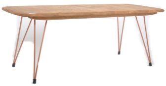 ERCOL - MID CENTURY ELM TOPPED COFFEE TABLE ON HAIRPINS