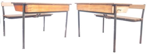 MATCHING PAIR OF MID CENTURY FRENCH SCHOOL DESKS