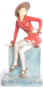 ART DECO HAND PAINTED PLASTER FIGURE
