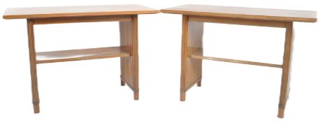 MATCHING PAIR OF WALNUT ART DECO SIDE LAMP TABLES