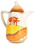 CLARICE CLIFF - CORAL FIRS - ART DECO COFFEE POT