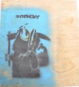 CONTEMPORARY BANKSY STENCIL ON BOARD
