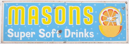 MASONS SUPER SOFT DRINKS - ENAMEL ADVERTISING SIGN