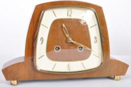 VINTAGE ART DECO WALNUT CASED MANTEL CLOCK