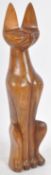 LARGE MID CENTURY 1960s CARVED TEAK SIAMESE CAT