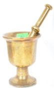 EARLY 20TH CENTURY TURKISH MIDDLE EASTERN BRASS MORTAR & PESTLE