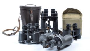 COLLECTION OF ASSORTED VINTAGE BINOCULARS INCLUDING MILITARY ISSUE