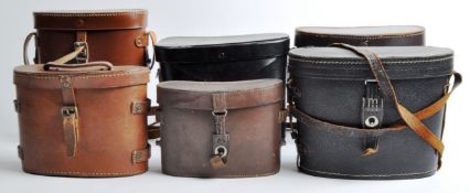 COLLECTION OF 6 X VINTAGE LEATHER BINOCULAR CASES