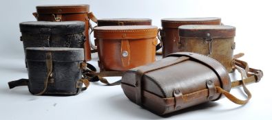 COLLECTION OF 8 X VINTAGE LEATHER BINOCULAR CASES