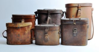 COLLECTION OF 6 X VINTAGE LEATHER BINOCULAR CASES