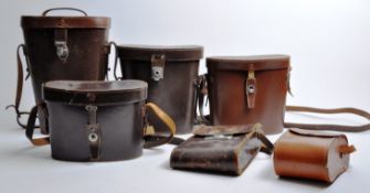 COLLECTION OF 6 X VINTAGE LEATHER BINOCULAR CASES