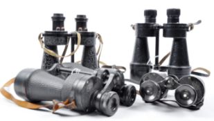 COLLECTION OF ROSS LONDON VINTAGE BINOCULARS INCLUDING MILITARY ISSUE