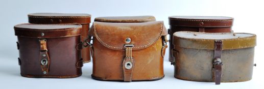 COLLECTION OF 6 X VINTAGE LEATHER BINOCULAR CASES