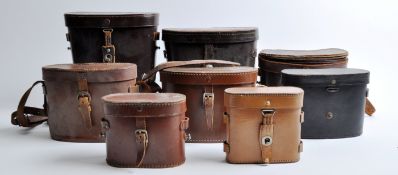 COLLECTION OF 8 X VINTAGE LEATHER BINOCULAR CASES