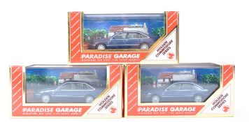 THREE VINTAGE ' PARADISE GARAGE ' 1/43 SCALE DIECAST MODEL CARS