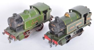TWO VINTAGE HORNBY O GAUGE TINPLATE CLOCKWORK LOCOMOTIVES