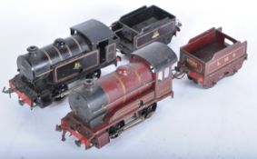 TWO VINTAGE HORNBY O GAUGE TINPLATE CLOCKWORK LOCOMOTIVES