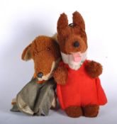 TWO VINTAGE BASIL BRUSH TALKING PLUSH TOYS