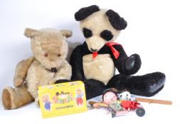 TWO VINTAGE SOFT TOY TEDDY BEARS & PELHAM PUPPET