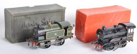 TWO VINTAGE HORNBY O GAUGE TINPLATE CLOCKWORK LOCOMOTIVES