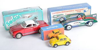 THREE VINTAGE CLOCKWORK & FRICTION MOTOR TINPLATE CARS