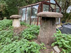 TWO ANTIQUE STADDLE STONES OF TRADITIONAL FORM