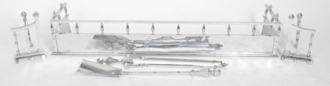 VINTAGE ART DECO CHROME FIRE FENDER AND COMPENDIUM SET