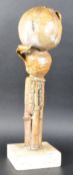 STUDIO ART POTTERY SCULPTURE OF POMEGRANATE UPON BAMBOO