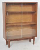RETRO MID CENTURY TEAK AND GLASS BOOKCASE CABINET
