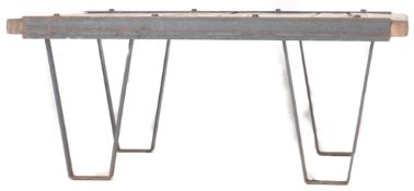 CONTEMPORARY HANDMADE OAK PLANK TOPPED COFFEE TABLE