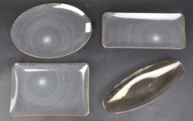 SET OF FOUR MID CENTURY HELIX TWIST GLASS SERVING PLATES