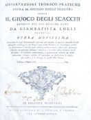 THEORETICAL PRACTICAL OBSERVATIONS ON CHESS - G LOLLI - 1763