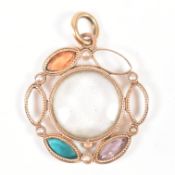 VICTORIAN ANTIQUE GOLD & COLOURED STONE LOCKET
