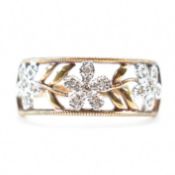 HALLMARKED 9CT GOLD & DIAMOND DAISY CHAIN RING