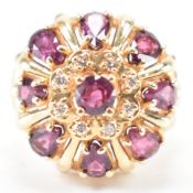 HALLMARKED 15CT GOLD RUBY & DIAMOND CLUSTER RING
