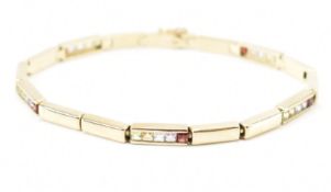 9CT GOLD MULTI STONE TENNIS BRACELET