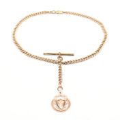 9CT GOLD & ROLLED GOLD MEDALETTE WATCH CHAIN NECKLACE