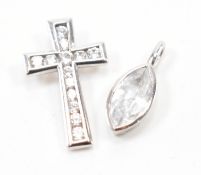 TWO WHITE GOLD & CZ NECKLACE PENDANTS