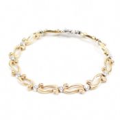 HALLMARKED BI-COLOUR GOLD & CZ BRACELENT CHAIN