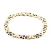 HALLMARKED 9CT GOLD FANCY LINK BI-COLOUR BRACELET