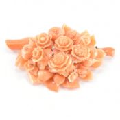 VICTORIAN ANTIQUE CARVED CORAL BROOCH