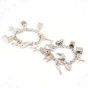 TWO HALLMARKED 925 SILVER HEART PADLOCK CHARM BRACELETS