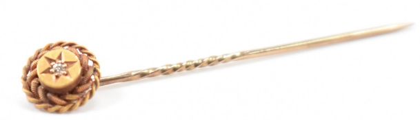 VICTORIAN 15CT GOLD & DIAMOND STICK PIN