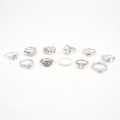 GROUP OF 925 SILVER & WHITE STONE DRESS RINGS