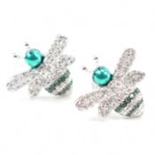 PAIR OF 925 SILVER & CZ SET INSECT EARRINGS