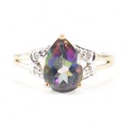HALLMARKED 9CT GOLD & MYSTIC TOPAZ RING