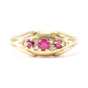 HALLMARKED 18CT GOLD RUBY & DIAMOND GYPSY RING